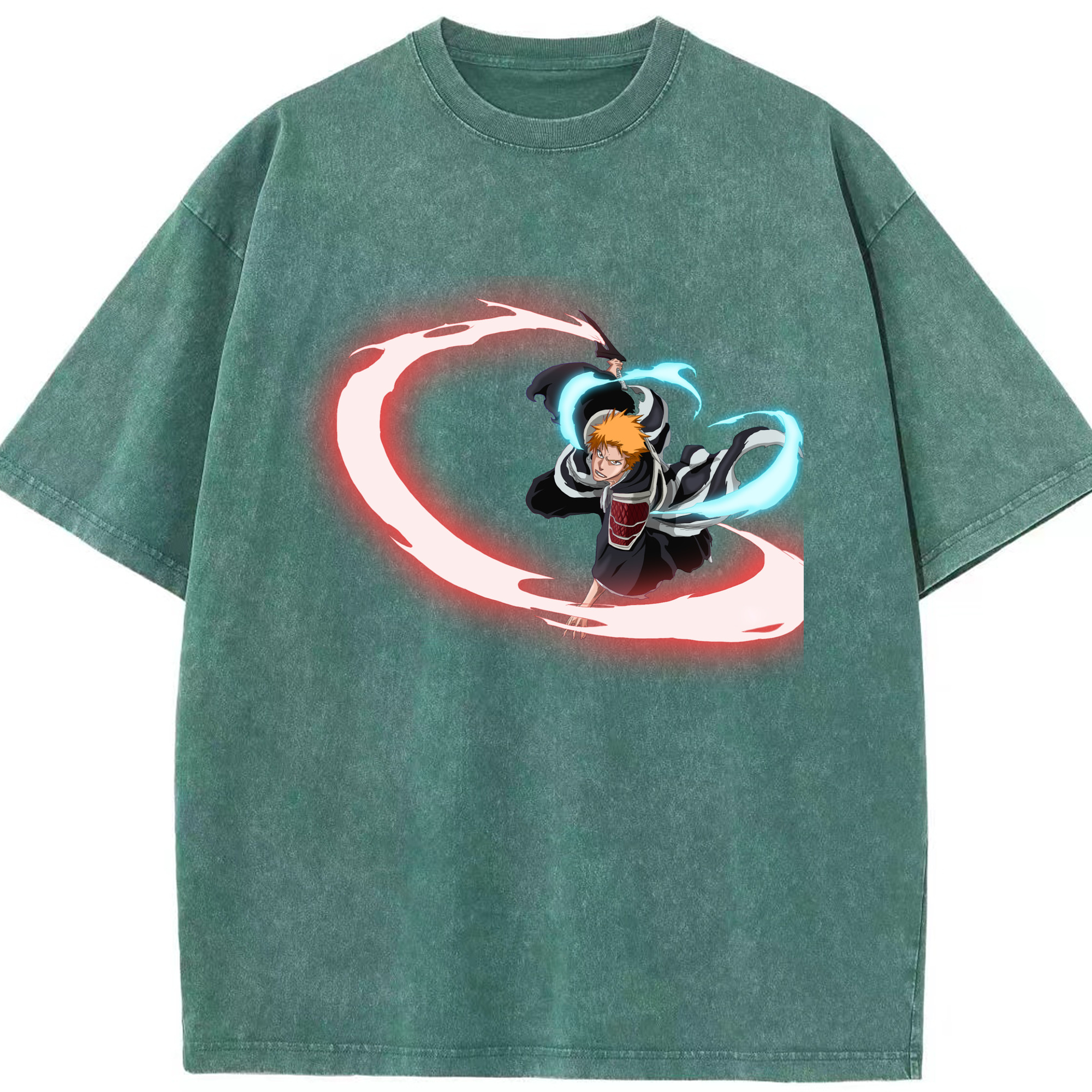 （画像用） ブリーチ 黒崎一護（くろさき いちご）BLEACH Kurosaki Ichigo 綿100% ヴィンテージ風 半袖Tシャツ（フロントプリント）